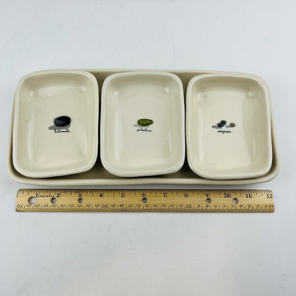 Rae Dunn Olive Dishes & Tray Set of 4 Kalamata Picholine Nicoise Discontinued - Picture 8 of 9